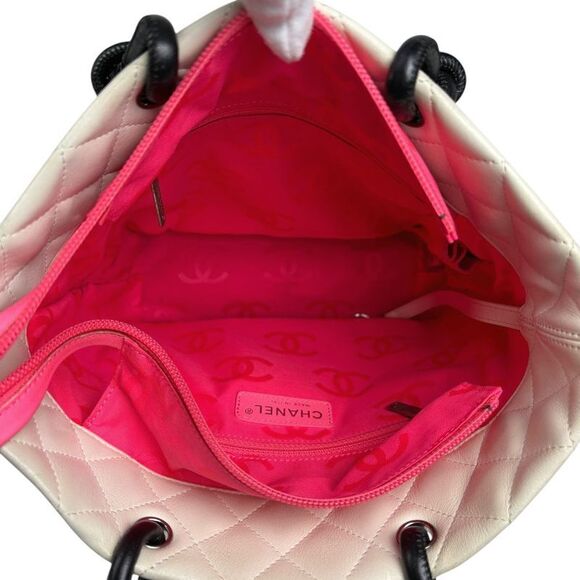 Chanel Cambon Line Medium Tote Bag Coco Mark Handbag Tote Bag Leather White - Picture 14 of 15